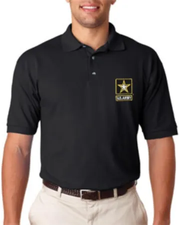 U.S. Army Embroidered Polo Shirt. Black