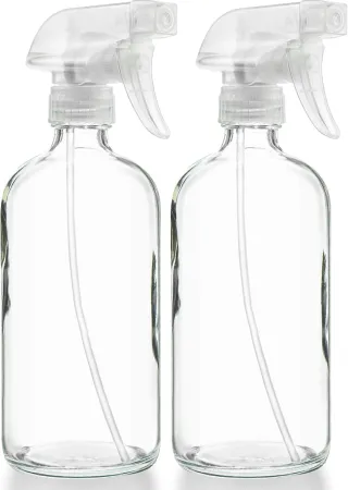 Empty Clear Glass Spray Bottles - Refillable 16 oz Containers for Essential Oils, Cleaning Products, Aromatherapy, Misti