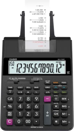 Casio HR-170RC Printing Calculator, Black, 2.6" x 6.5" x 11.6"