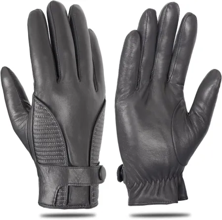 Mens Genuine Leather Gloves with Cashmere Lined Warm Touchscreen Sheepskin Winter Gloves M16516