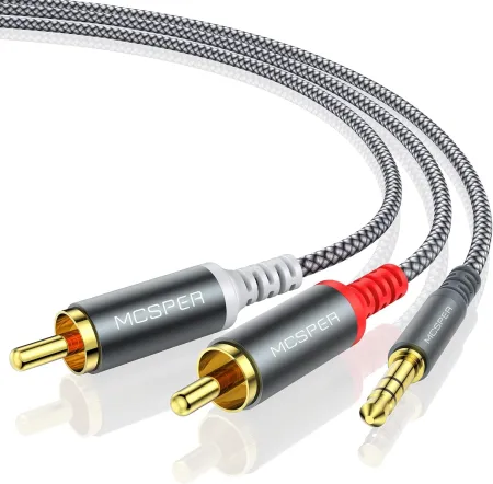 MCSPER RCA to 3.5mm AUX Cable, (6.6 Feet) 3.5 mm 1/8 to RCA 2-Male Headphone Jack Adapter Splitter Premium Stereo Audio 