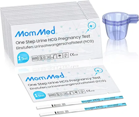 MomMed Pregnancy Test, 20-Count Pregnancy Test Strips, HCG Test Strips Pregnancy with 20 Free Urine Cups, Over 99% Accur