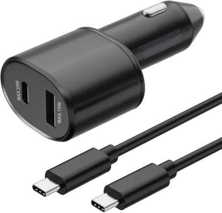 Samsung 25W USB C Car Charger, PD&QC3.0 Dual Port Compatible Car Charger with 5ft Type C Cable for Samsung Galaxy S23/S2