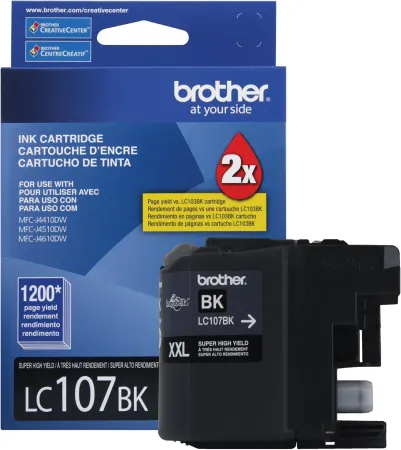 Brother Printer LC107BK Super High Yield Cartridge Ink, Black