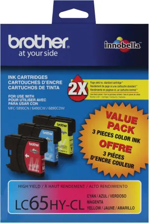 Brother LC653PKS LC65HY-CL Color Ink Cartridge - 3 Pack -Cyan/Magenta/Yellow