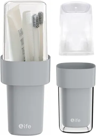 Travel Toothbrush Case for Regular and Electric Toothbrushes (Oral B Philips), Personal Hygiene Items Case for Two, Larg