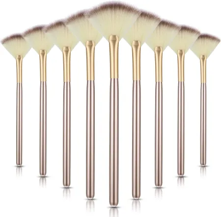 9 Pieces Facial Fan Mask Brushes, Soft Facial Applicator Brushes Tools for Peel Glycolic Makeup for Mud Cream (Champagne