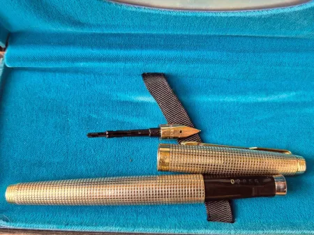 Parker 75 ciselè vermeil stilo fountain pen sterling 925 USA fine point IN BOX