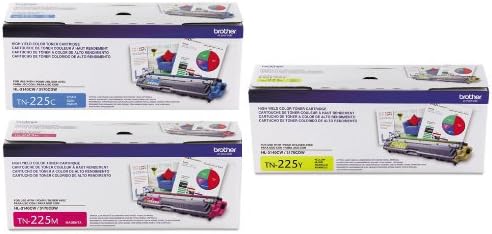 Brother TN225C, TN225M, TN225Y (TN-225C, TN-225M, TN-225Y) High Yield Cyan, Magenta and Yellow Toner Cartridge Set