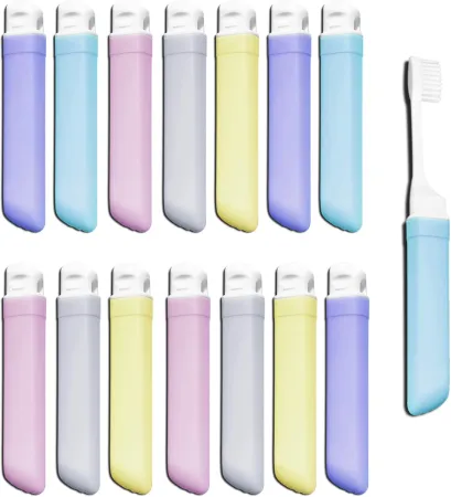 15 Packs Colourful Folding Toothbrush Bulk Portable Folding Travel Toothbrush with Containers for Travel Camping Busines