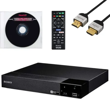 Sony BDP-BX370 / BDP-S3700 Blu-Ray Disc Player with Built-in Wi-Fi + Remote Control + NeeGo High-Speed HDMI Cable W/Ethe