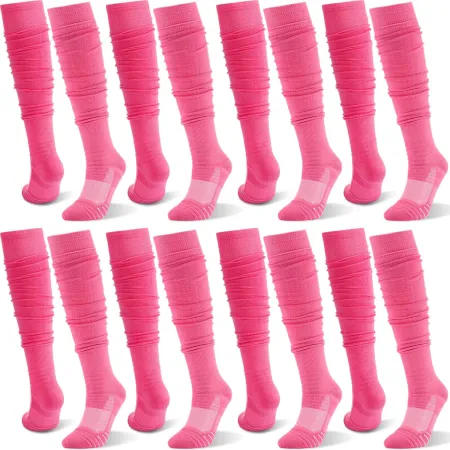 8 Pairs Scrunch Football Socks Youth Extra Long Padded Sports Socks Bulk Soccer Calf Compression Socks for Men Women