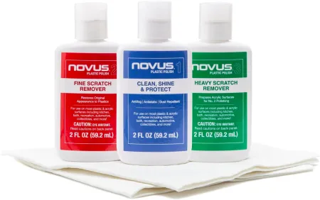NOVUS PK1-2 Plastic Clean and Shine, Fine Scratch Remover and Heavy-Scratch Remover and Polish Mates Pack, 2 Ounce Bottl