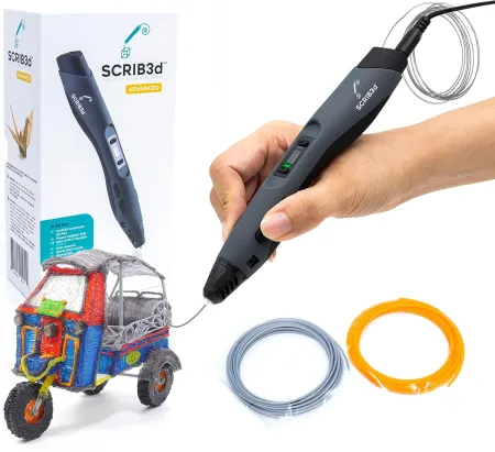 SCRIB3D Advanced 3D Printing Pen with 20 Feet of Filament, Stencil Book, and Project Guide