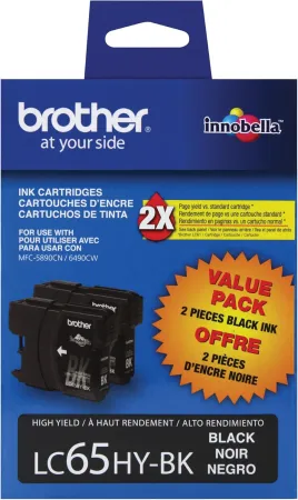 Brother LC652PKS "high Yield"Ink Cartridges - 2 Pack - Retail Packaging-Black