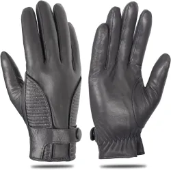 Mens Genuine Leather Gloves with Cashmere Lined Warm Touchscreen Sheepskin Winter Gloves M16516