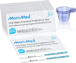 MomMed Pregnancy Test, 20-Count Pregnancy Test Strips, HCG Test Strips Pregnancy with 20 Free Urine Cups, Over 99% Accur