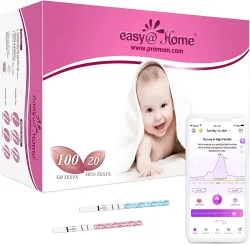 Easy@Home 100 Ovulation (LH) and 20 Pregnancy (HCG) Test Strips Kit, FSA Eligible, Powered by Premom Ovulation Predictor