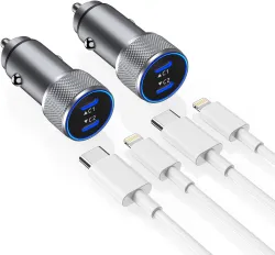 Apple Car Charger iPhone,iPhone Fast Car Charger【2Pack】Dual Port USB C Charger Car Adapter [Apple MFi Certfied] Super Qu