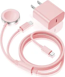 Apple Watch Charger,Upgraded 2-in-1 USB C Fast iWatch Charger [Apple MFi Certified] 6FT Magnetic Charging Cable with 15W