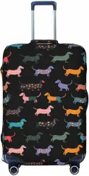 Travel Luggage Cover Black Cartoon Dachshund Puppy Dog Luggage Suitcase Protector Baggage Fit 29-32 Inch