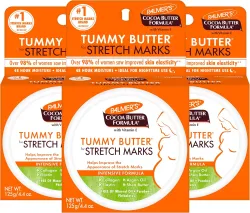 Palmer's Cocoa Butter Formula Tummy Butter Balm for Stretch Marks and Pregnancy Skin Care, 4.4 Ounces (Pack of 3)