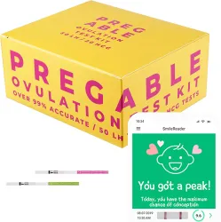 Pregable Combo Kit of 50 Ovulation Tests and 20 Pregnancy Tests, OPKs, HPTs (50LH + 20HCG)