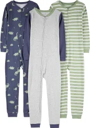 Toddlers and Baby Boys' Snug-Fit Footless Cotton Pajamas, Pack of 3