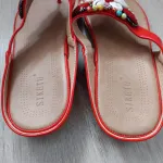 Brand new Womens slip on flip flops red size EU 36 China size 37 leather insoles