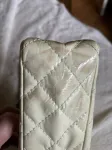 Bolso de hombro Chanel crema/blanco roto doble solapa charol reedición