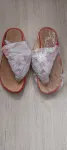 Brand new Womens slip on flip flops red size EU 36 China size 37 leather insoles