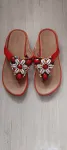 Brand new Womens slip on flip flops red size EU 36 China size 37 leather insoles